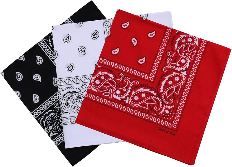 la ceida Store ربطات رأس قطنية للرجال والنساء، منديل بايسلي رعاة البقر 22x22 - Image 1